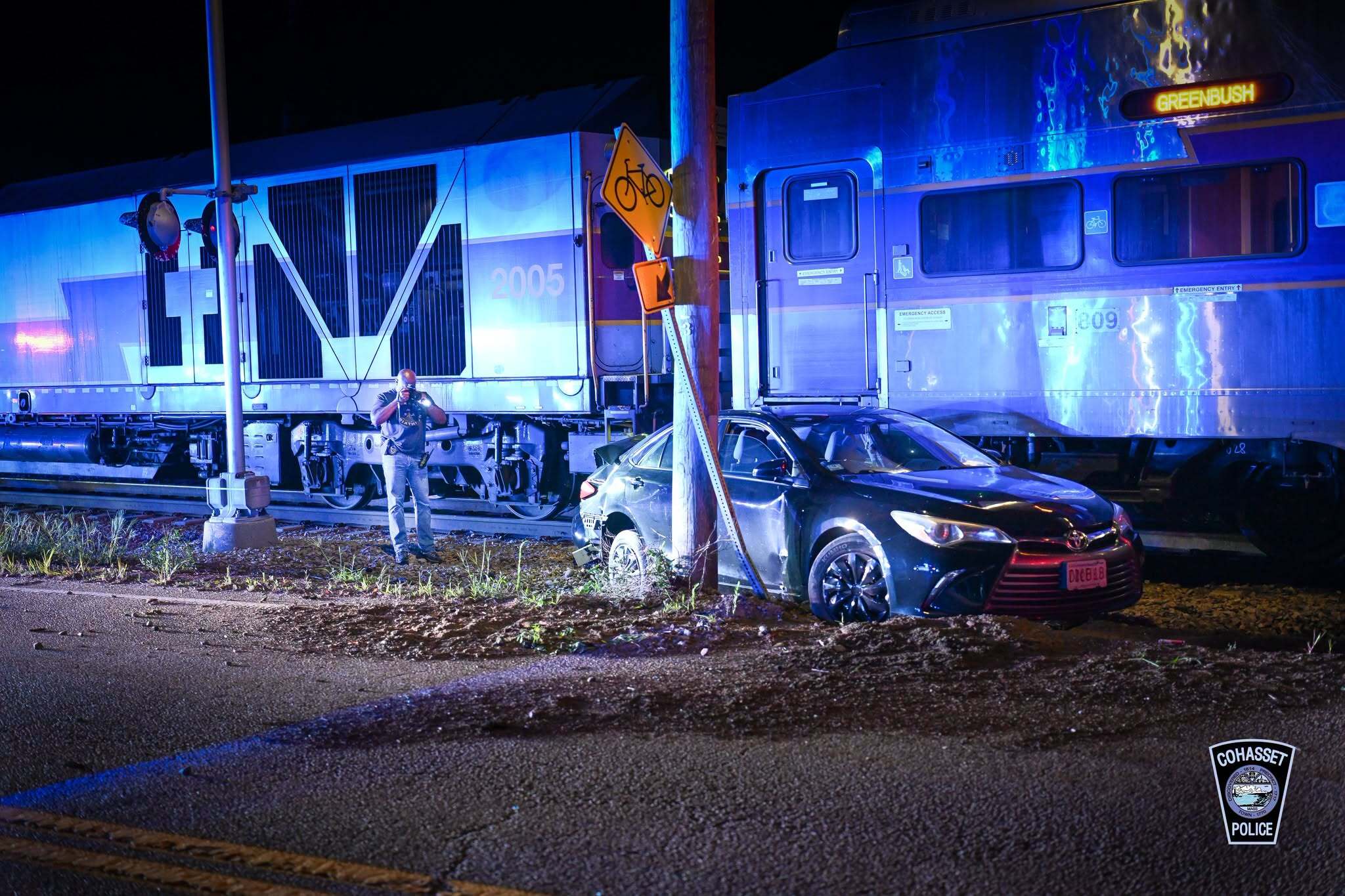 Driver escapes car as Commuter Rail train crashes into it in Cohasset ...