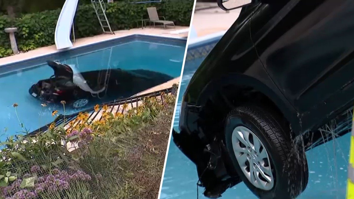 Driver Escapes Injury After Brake Failure Sends Car Into Neighbor's Pool