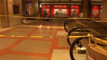 Taped-off escalators at Boston's South Station on Wednesday, Aug. 12, 2026.