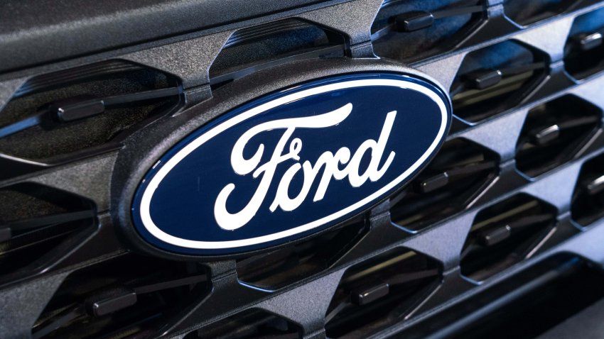 The grill of a Ford Mustang Mach-E Rally EV vehicle at a Ford dealership in Los Angeles, California, US, on Thursday, Oct 16, 2025. Ford Motor Co. is scheduled to release earnings figures on October 23.