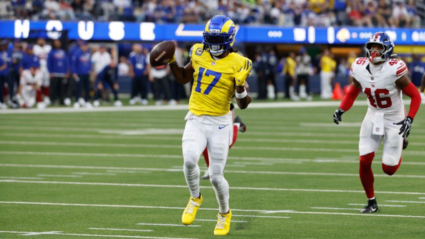 Los Angeles Rams wide receiver Davante Adams (17) celebrates.