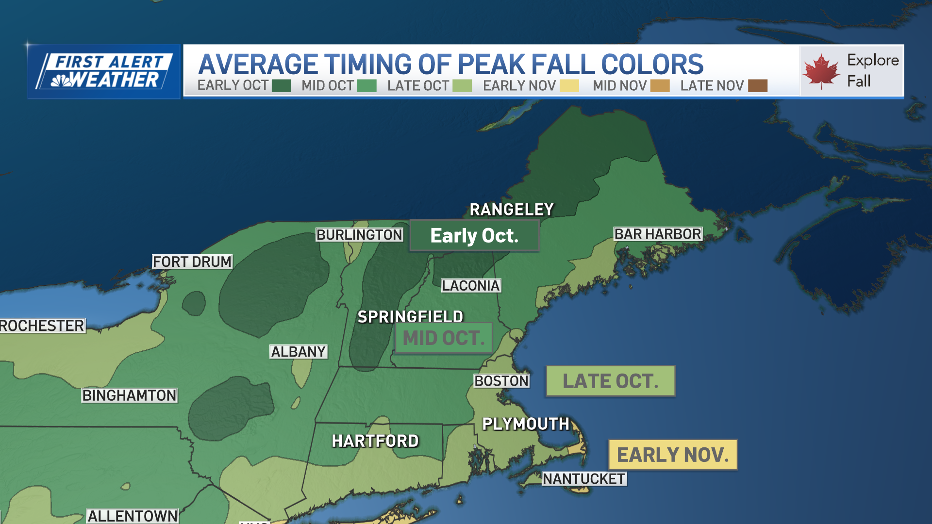Fall foliage map shows colors appearing in New England – NBC Boston