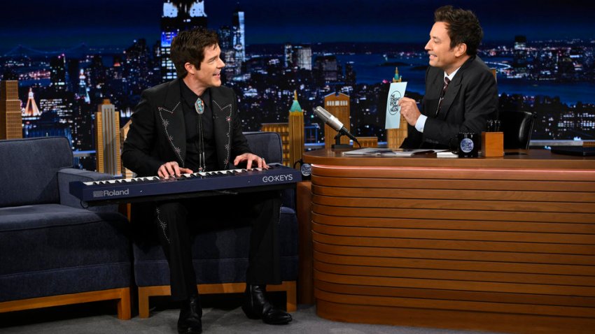 THE TONIGHT SHOW STARRING JIMMY FALLON &mdash; Episode 2344 &mdash; Pictured: (l-r) Musician Brandon Flowers during an interview with host Jimmy Fallon on Tuesday, September 22, 2026 &mdash; (Photo by: Todd Owyoung/NBC)