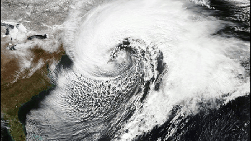 A satellite image of the March 2014  nor’easter.