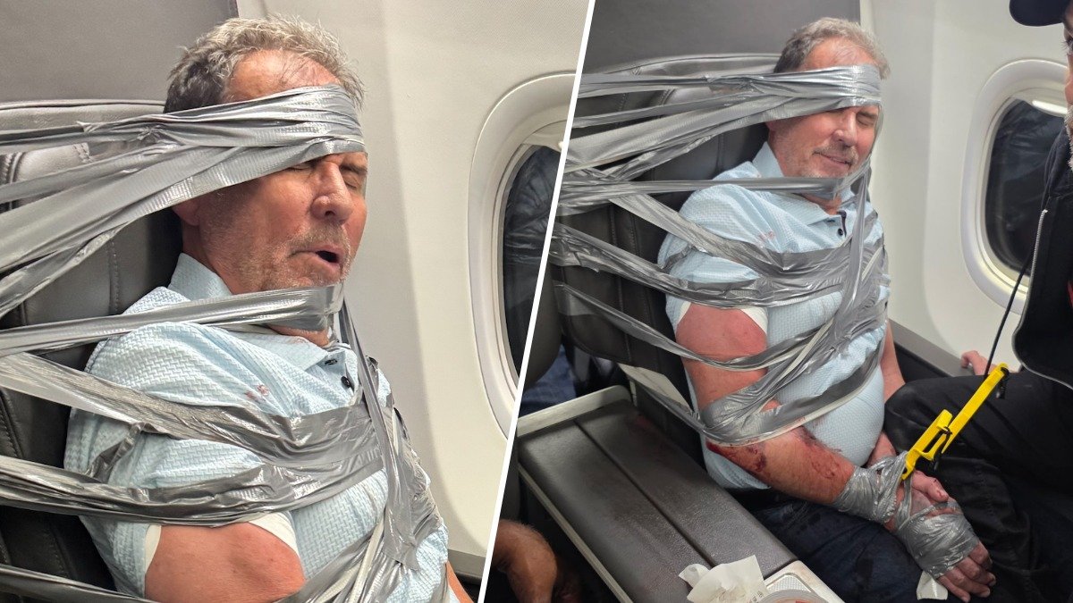 Man accused of midair racist outburst loses job after duct-tape flight to New Jersey