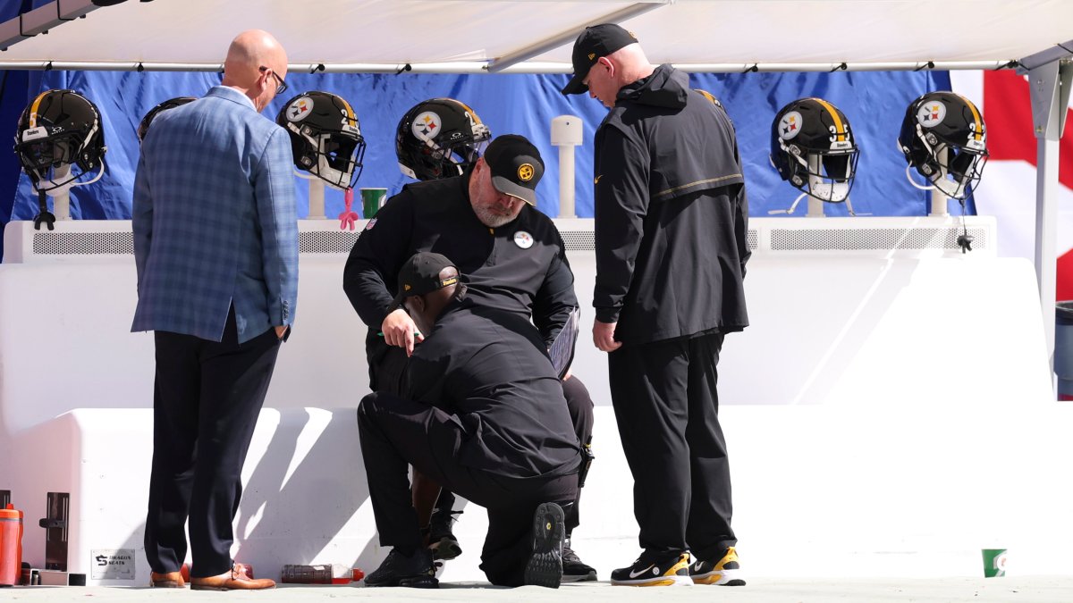 Photo: nbcboston.com Steelers Coach Mike McCarthy Spends Halftime in Medical Tent After Ankle Injury