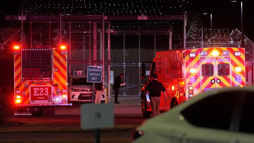 Emergency vehicles arrive at Riverbend Maximum Security Institution after the execution of Christa Pike was halted, Sept. 30, 2026, in Nashville, Tenn.