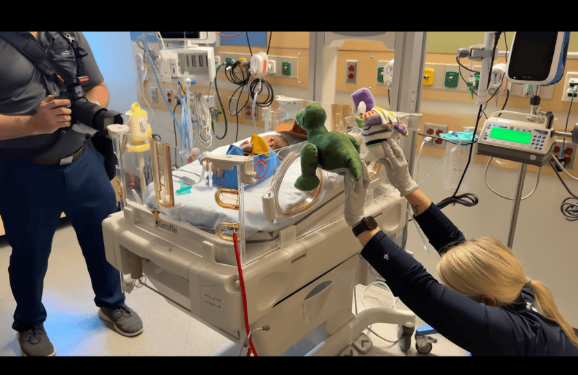 The team staging a Halloween baby photo at the Massachusetts General Hospital NICU.