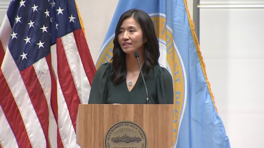 Boston Mayor Michelle Wu gives the State of the Schools address on Monday, Oct. 19, 2026.